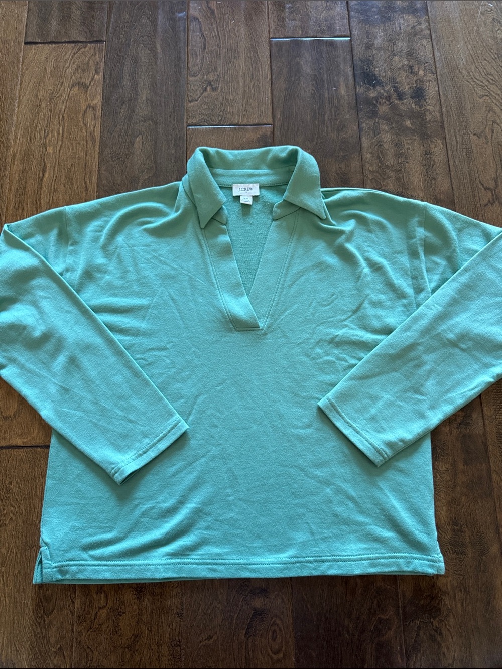 J. Crew Teal Open V Polo Long Sleeve